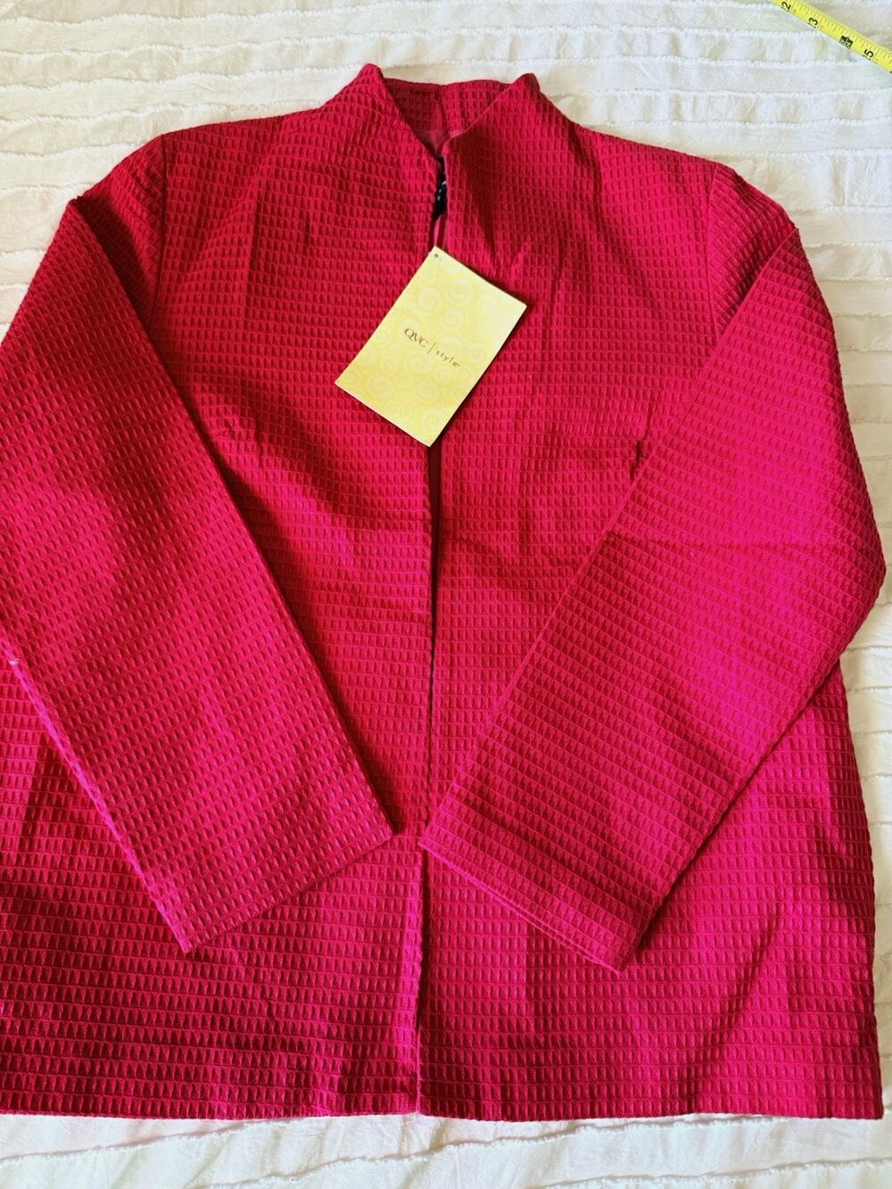 Dialogue Women's Pink Textured Lined Button Jacket Pockets Cotton Short M
